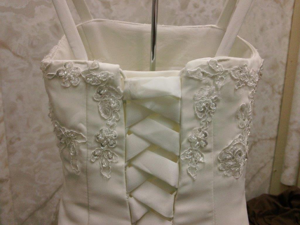 tiny flower girl bride with corset back dress